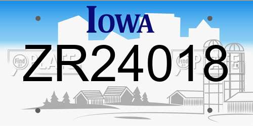 ZR24018 Iowa License Plate