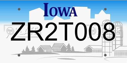 ZR2T008 Iowa License Plate