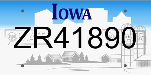 ZR41890 Iowa License Plate