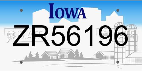 ZR56196 Iowa License Plate