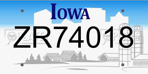 ZR74018 Iowa License Plate