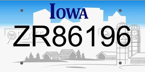 ZR86196 Iowa License Plate