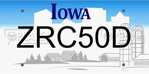 ZRC50D Iowa License Plate