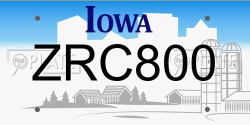 ZRC800 Iowa License Plate