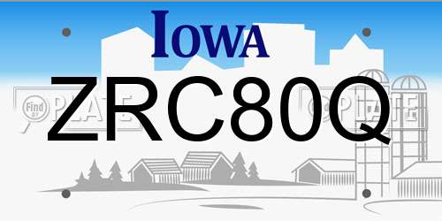 ZRC80Q Iowa License Plate