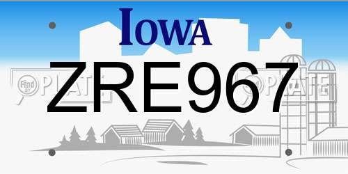 ZRE967 Iowa License Plate