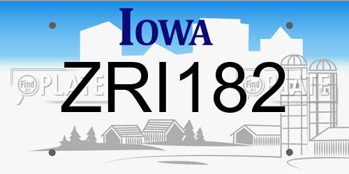 ZRI182 Iowa License Plate