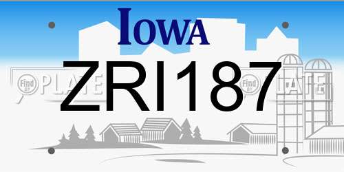 ZRI187 Iowa License Plate