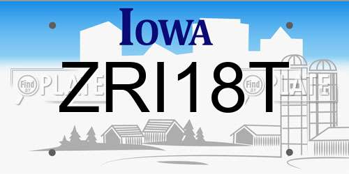 ZRI18T Iowa License Plate