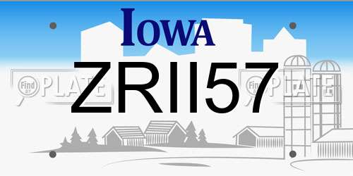 ZRII57 Iowa License Plate