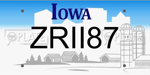 ZRII87 Iowa License Plate