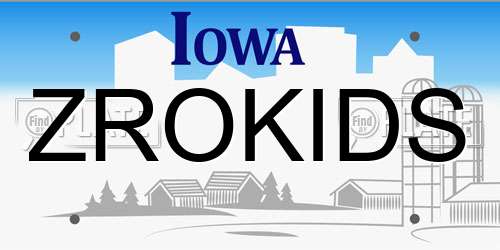 ZROKIDS Iowa License Plate