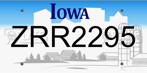 ZRR2295 Iowa License Plate