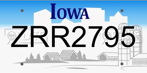 ZRR2795 Iowa License Plate