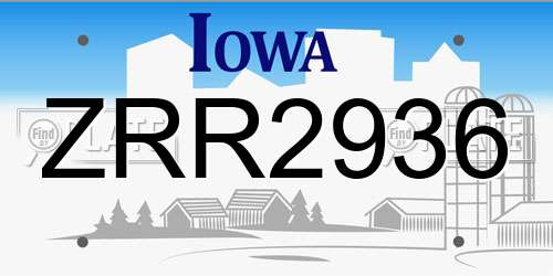 ZRR2936 Iowa License Plate