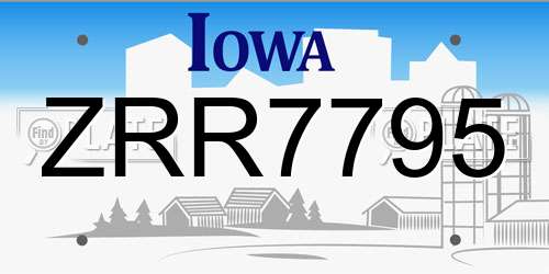 ZRR7795 Iowa License Plate