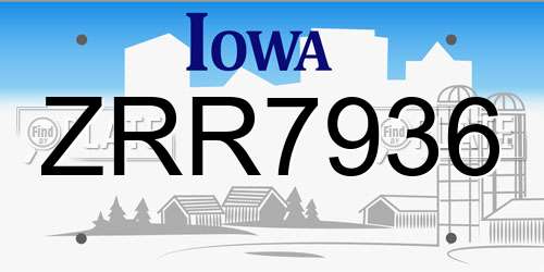 ZRR7936 Iowa License Plate