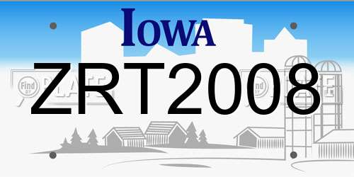 ZRT2008 Iowa License Plate