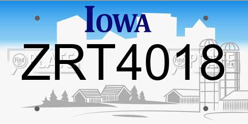ZRT4018 Iowa License Plate