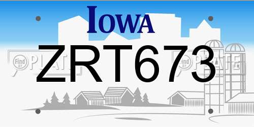 ZRT673 Iowa License Plate