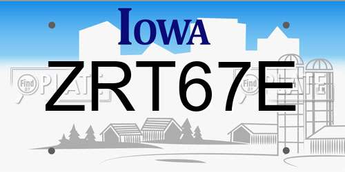ZRT67E Iowa License Plate