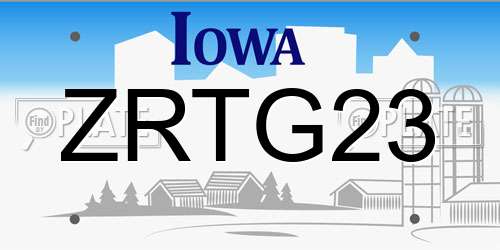 ZRTG23 Iowa License Plate