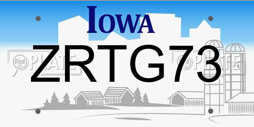 ZRTG73 Iowa License Plate