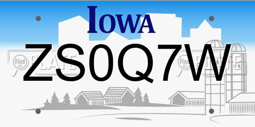 ZS0Q7W Iowa License Plate