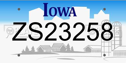 ZS23258 Iowa License Plate