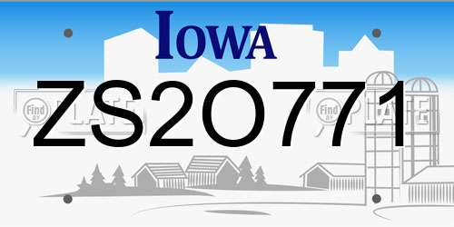 ZS2O771 Iowa License Plate