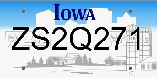 ZS2Q271 Iowa License Plate