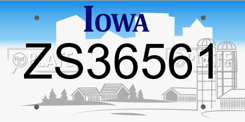 ZS36561 Iowa License Plate