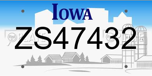 ZS47432 Iowa License Plate