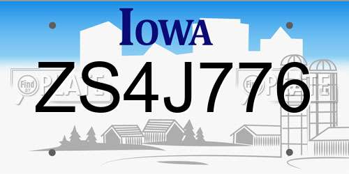 ZS4J776 Iowa License Plate