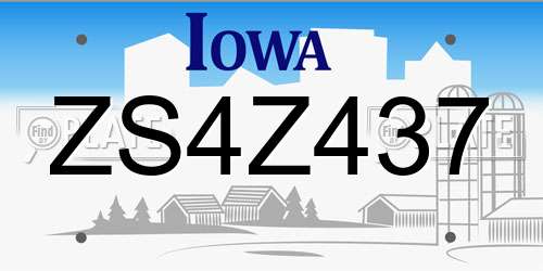 ZS4Z437 Iowa License Plate