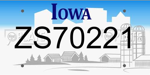 ZS70221 Iowa License Plate