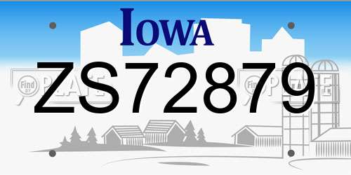 ZS72879 Iowa License Plate