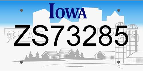 ZS73285 Iowa License Plate