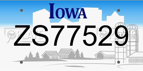 ZS77529 Iowa License Plate