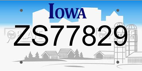 ZS77829 Iowa License Plate