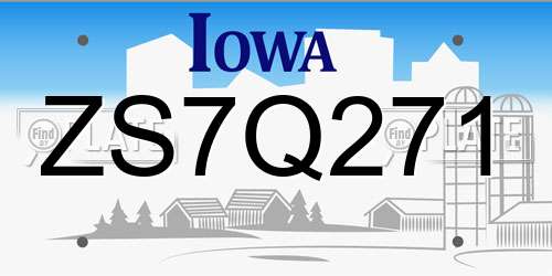 ZS7Q271 Iowa License Plate