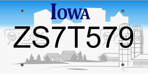 ZS7T579 Iowa License Plate