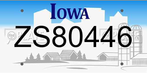 ZS80446 Iowa License Plate
