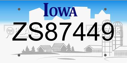 ZS87449 Iowa License Plate