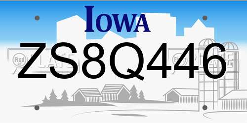 ZS8Q446 Iowa License Plate