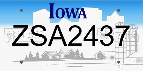 ZSA2437 Iowa License Plate