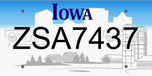 ZSA7437 Iowa License Plate