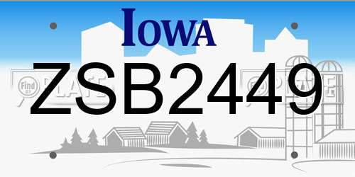 ZSB2449 Iowa License Plate