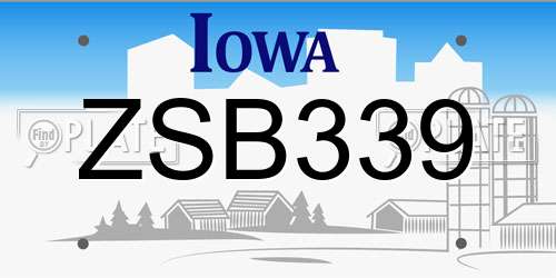 ZSB339 Iowa License Plate