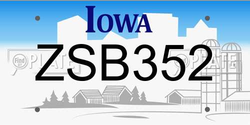 ZSB352 Iowa License Plate